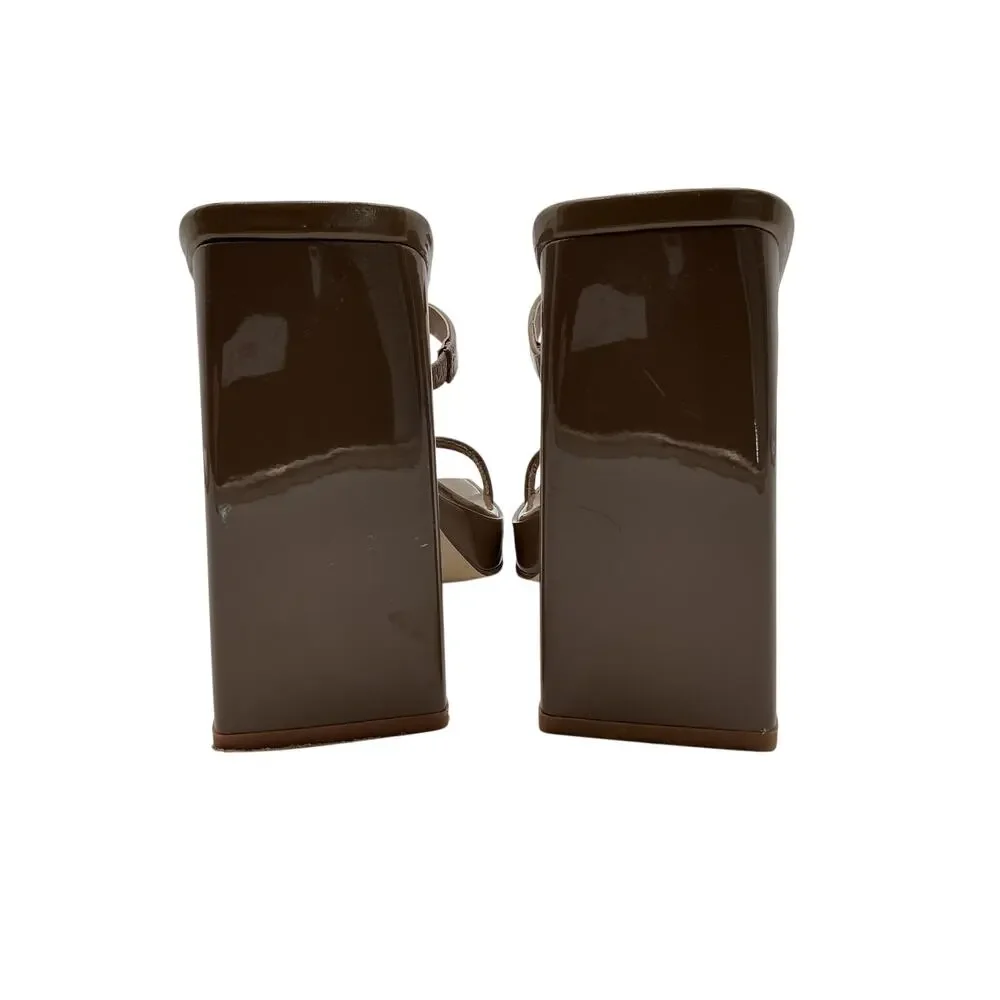 Jeffrey Campbell Glossy Tan Hustler Sandal Size 8 - Picture 5 of 6